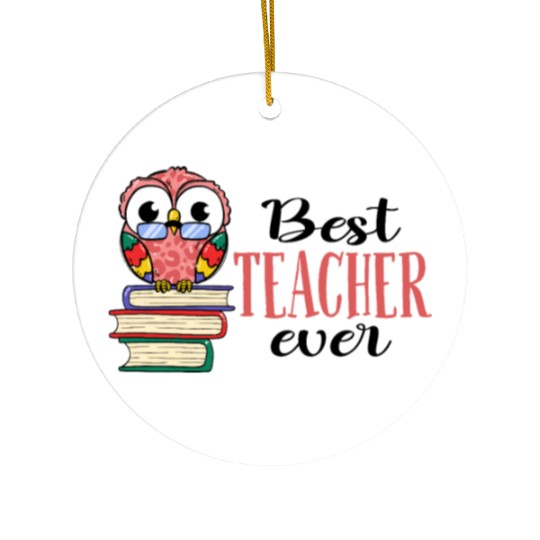 Best Teacher Ever Owl Books Teaching Ceramic Ornaments