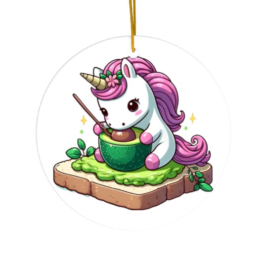 Unicorn's Avocado Toast Ceramic Ornaments