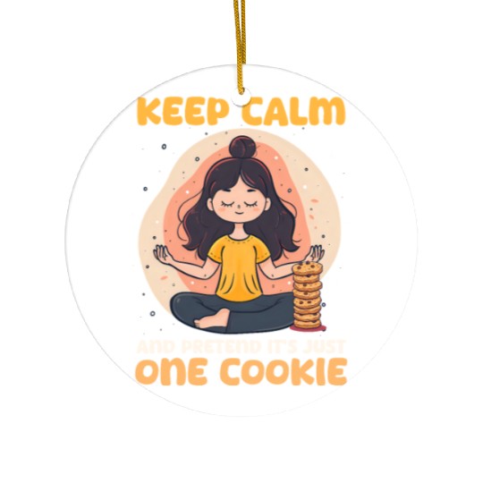 Cookie Lover Keep Calm Pretend Just One Cookie Ceramic Ornaments