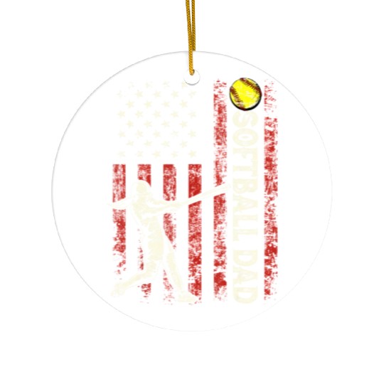 Softball Dad US Flag Gifts For Dad Men Patriotic Ceramic Ornaments