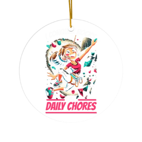 Bouldering Girl Boulderer Rock Climbing Wall Ceramic Ornaments