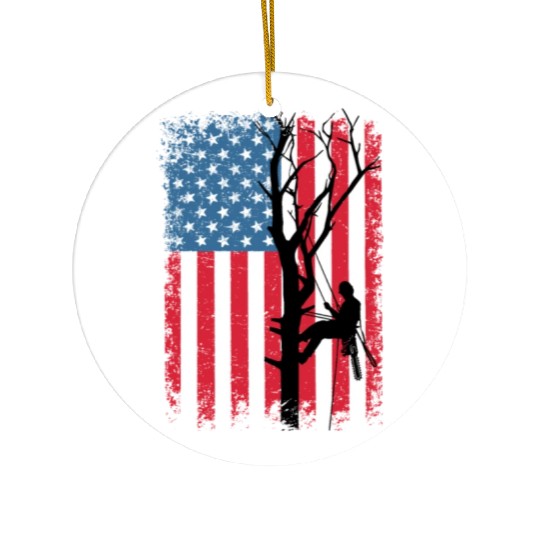 American Flag Arborist Gift For Men Cool Tree Love Ceramic Ornaments