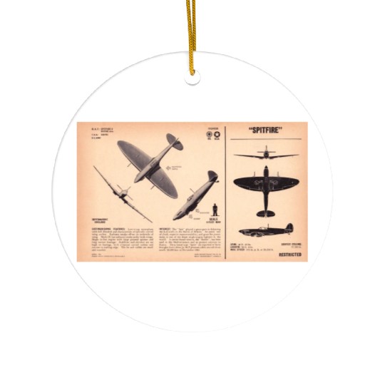 Spitfire Recognition Sheet Ceramic Ornaments