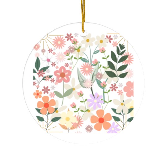 Boho Wildflowers Floral Nature Ceramic Ornaments