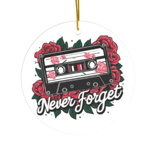 A cassette tape colored with roses Ceramic Ornaments