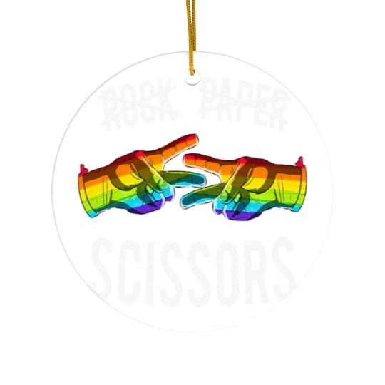 Paper Scissors Lesbian Pride Rainbow LGBT Ceramic Ornaments