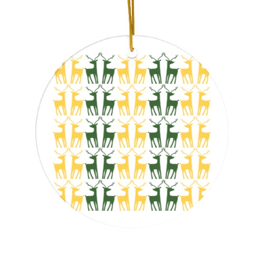 GOLD GREEN REINDEERS CREATIVE PATTERN Ceramic Ornaments