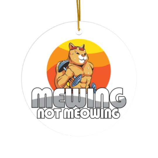 Funny Cat Meme Mewing Not Meowing Jawline Ceramic Ornaments