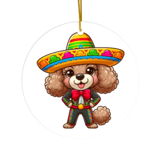 Poodle Celebrates Cinco de Mayo in Mexico Ceramic Ornaments