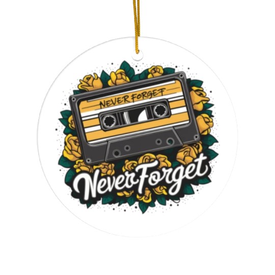 A cassette tape colored with roses 8 Ceramic Ornaments