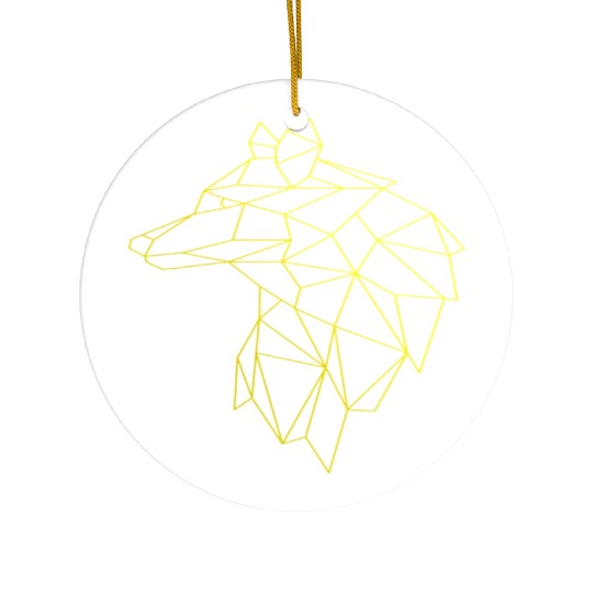 Wolf face tattoo geometric modern Colorful Ceramic Ornaments
