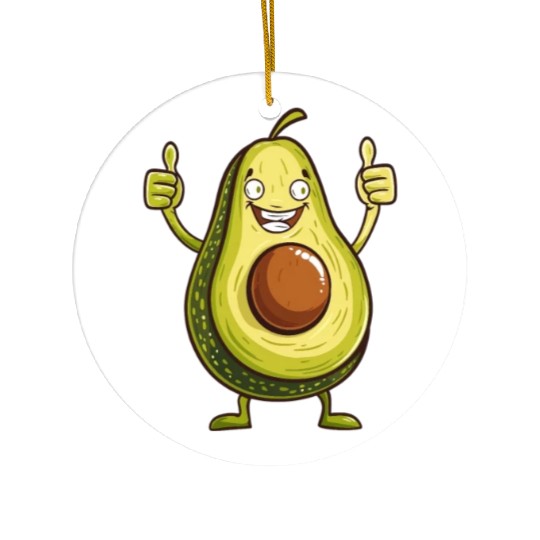 Smiling Avocado Thumbs Up Fun Design Ceramic Ornaments