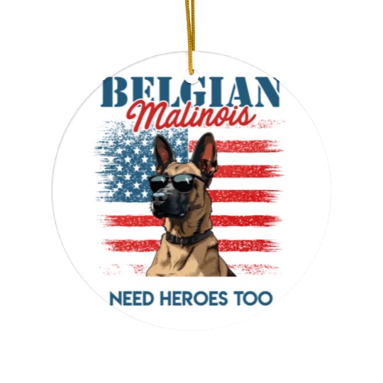 USA BELGIAN MALINOIS STEARING UP American Ceramic Ornaments