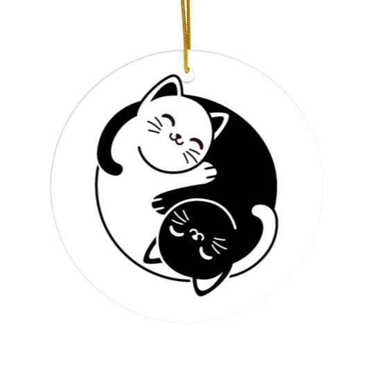 Yin and Yang Cats Ceramic Ornaments