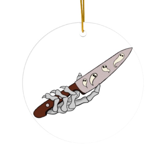 Skeleton Hand with Ghostly Dagger Theme Ceramic Ornaments