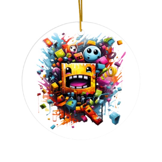 geometry dash Ceramic Ornaments