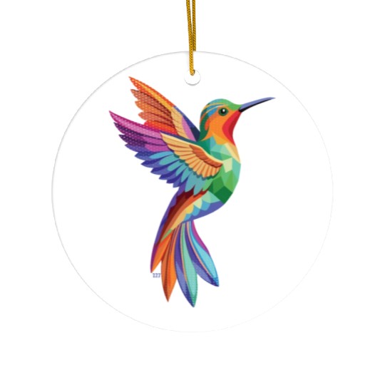 Geometric Hummingbird Ceramic Ornaments