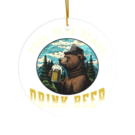 Cool Papa Bears Drink Beer Ceramic Ornaments