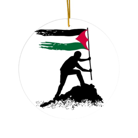 free palestine standing flag silhouette Ceramic Ornaments
