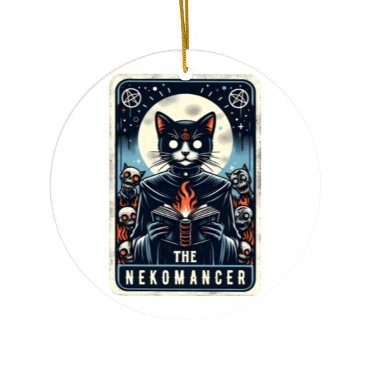 The Nekomancer Funny Tarot Necromancer Cat Pun Ceramic Ornaments