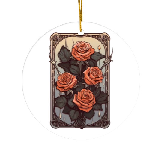 Rose Tarot Card Reader Astrology Occult Ceramic Ornaments