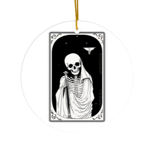 Skeleton Tarot Card Reader Astrology Occult Ceramic Ornaments
