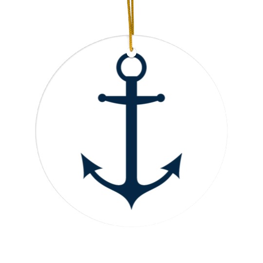 Navy Blue Sailing Boat Anchor Ceramic Ornaments