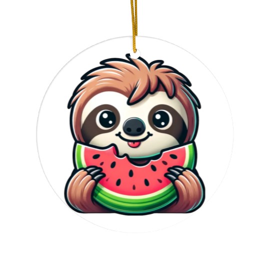 Sloth Summer Fruit Melon Ceramic Ornaments