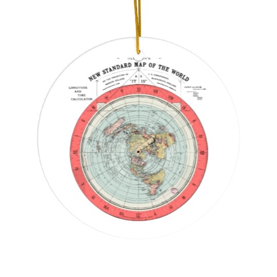 Flat Earth Theory World Map - Funny Conspiracy The Ceramic Ornaments