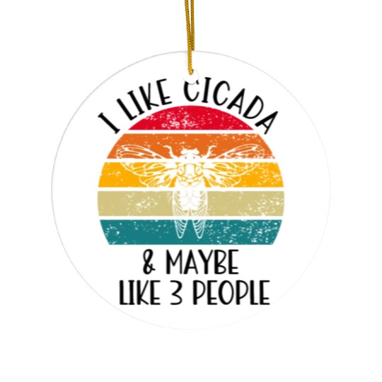 I Like Cicada & Maybe Like 3 People, Retro Sunset Ceramic Ornaments