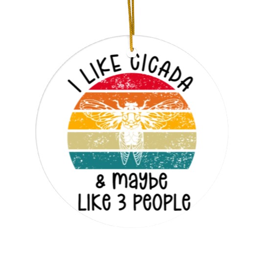 I Like Cicada & Maybe Like 3 People, Retro Sunset Ceramic Ornaments