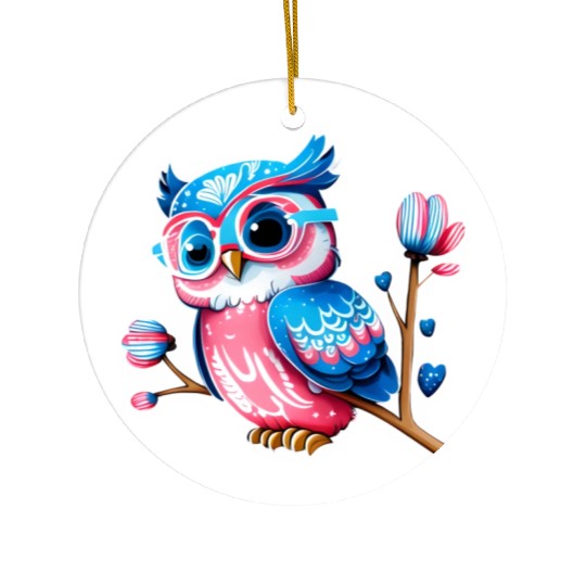 Red White and Blue Owl Ceramic Ornaments