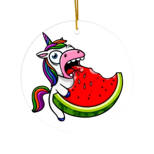 Unicorn Melon Sweet Comic Crazy Funny Quirky Ceramic Ornaments