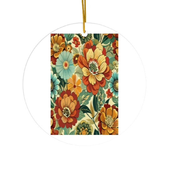 Timeless Blossoms: A Vintage Floral Tapestry Ceramic Ornaments