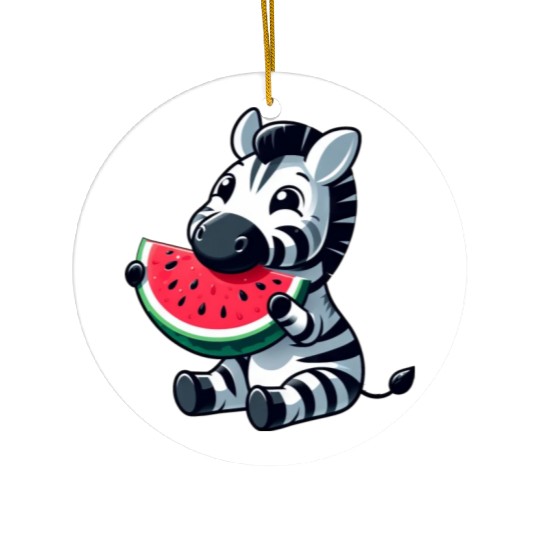 Zebra melon watermelon fruit fruity Ceramic Ornaments