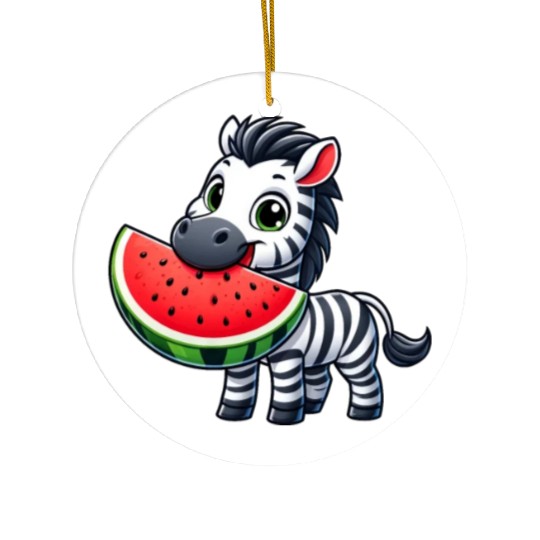 Zebra melon watermelon fruit fruity Ceramic Ornaments