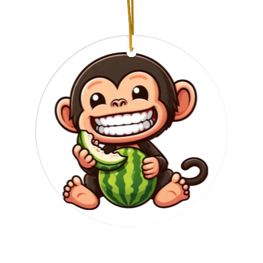 Monkey chimpanzee melon watermelon honeydew melon Ceramic Ornaments