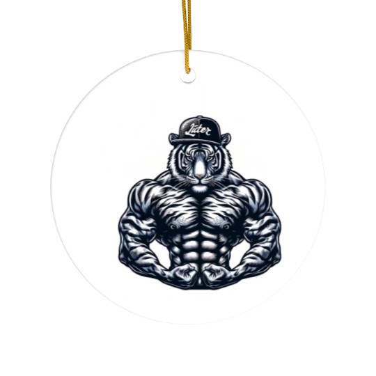gym time tiger power Ceramic Ornaments
