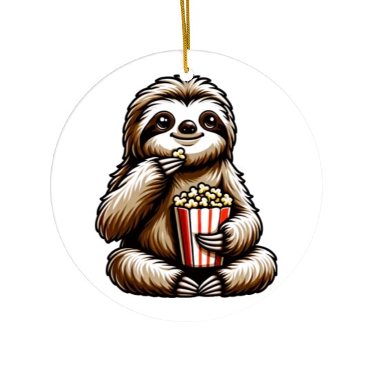 Sloth Popcorn Cinema Movie Night Ceramic Ornaments