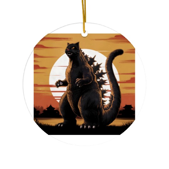 Catzilla Cat Japanese Art Funny Cat Gifts Ceramic Ornaments