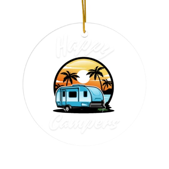 Funny Camping Hiking Lover Present Happy Camper Ceramic Ornaments