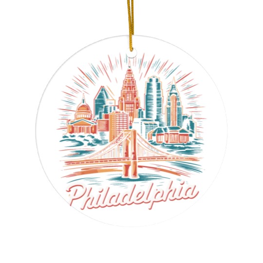 Philadelphia Skyline Ceramic Ornaments