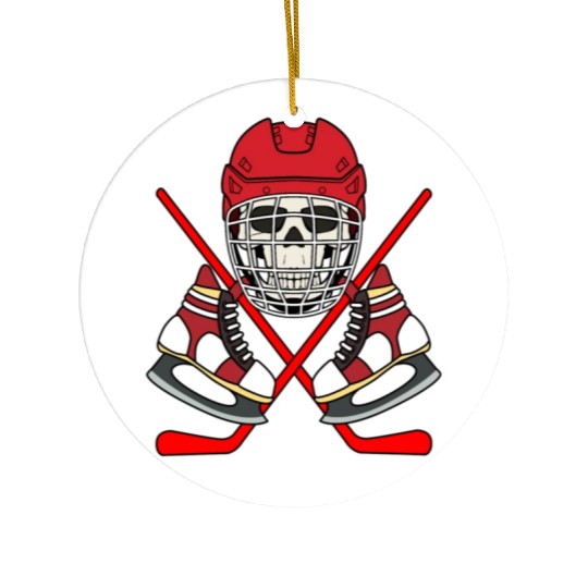 HOCKEY SKULL Ceramic Ornaments