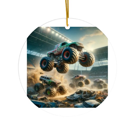 Monster Madness Monster Trucks Ceramic Ornaments