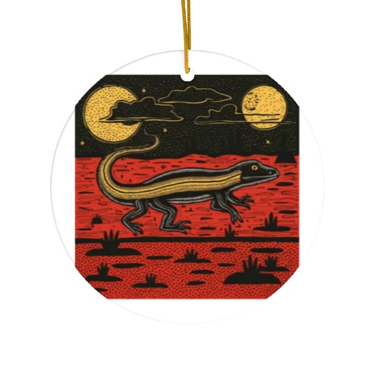 Giant Lizard Running Across The Australian Outback Ceramic Ornaments