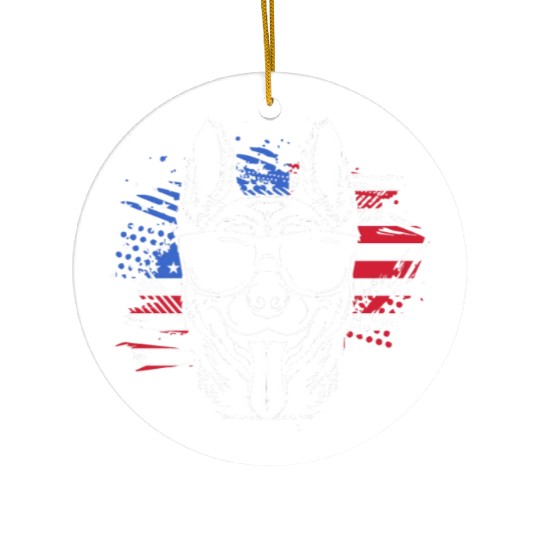 US Flag Belgian Malinois Wearing Sunglasses Ceramic Ornaments
