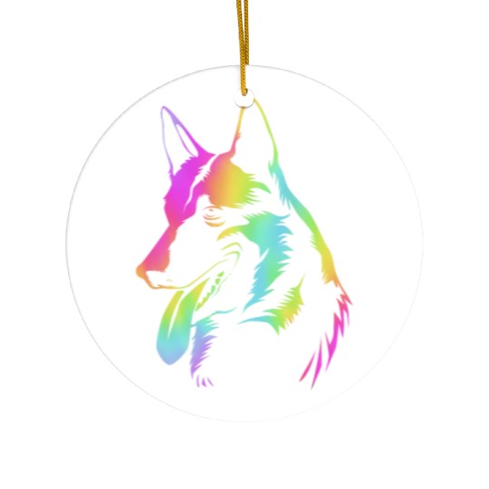 Colorful Pop Art Belgian Malinois Dog Face Ceramic Ornaments