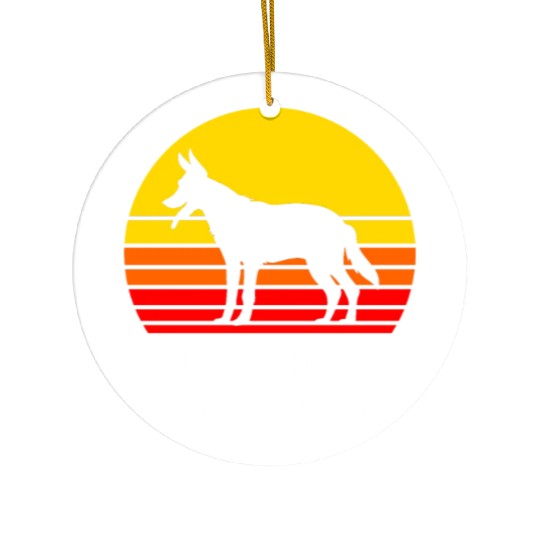 Retro Sunset Dog Silhouette Belgian Malinois Dog Ceramic Ornaments