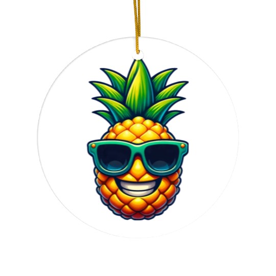 Cool Pineapple with Sunglasses Kawaii Ceramic Ornaments