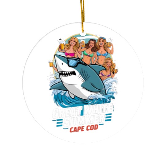Stylish Great White Shark Ceramic Ornaments (Cape Cod)